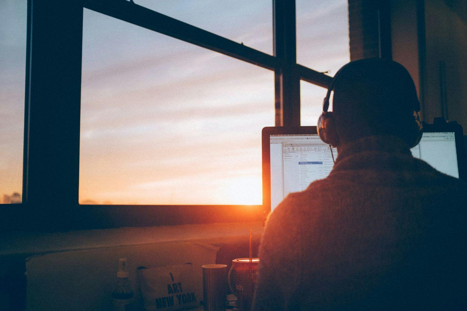 Person working at window