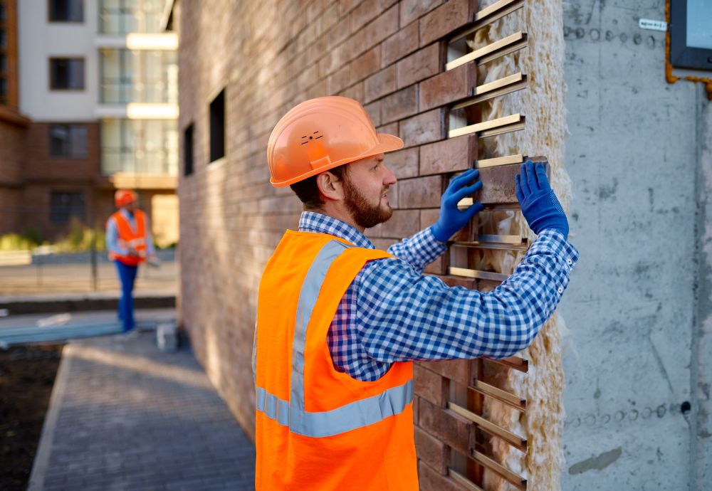 A person replacing external cladding to ensure  fire proofing