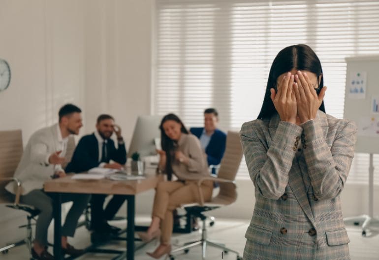 A person visibly upset as she's been treated unfairly